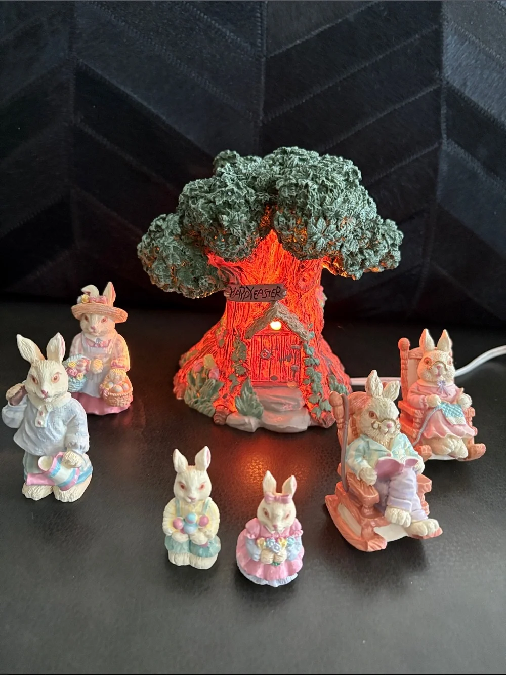 7-Pc Bunny and Lighted Tree House Set - Pastel Multicolor